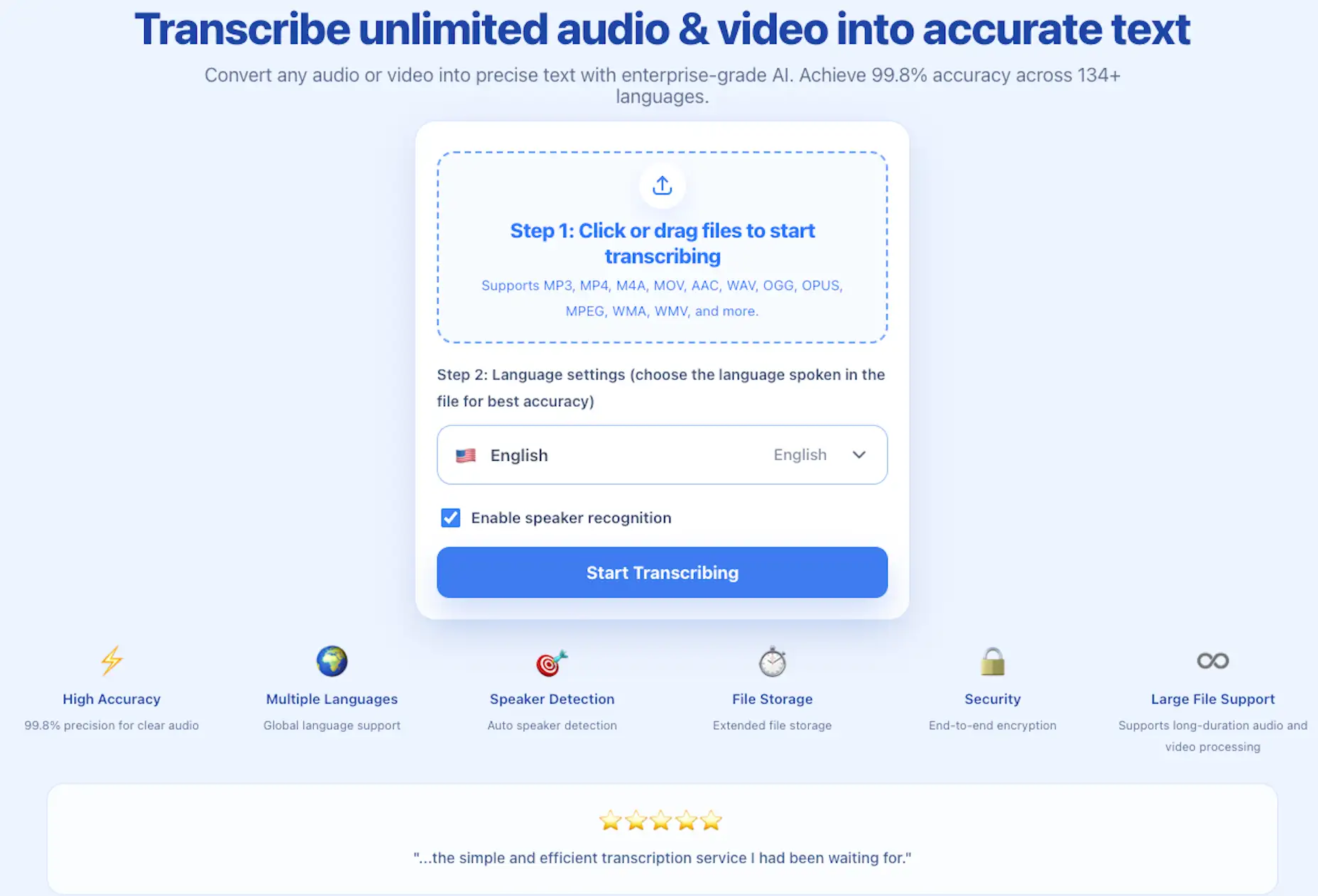 Upload audio and video files to create subtitles in ScribeFlash